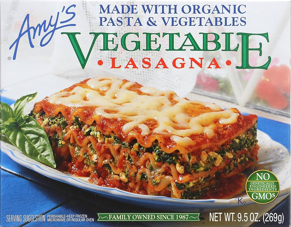 Air Fryer Amy's Organic Vegetable Lasagna with Daiya Cheese box