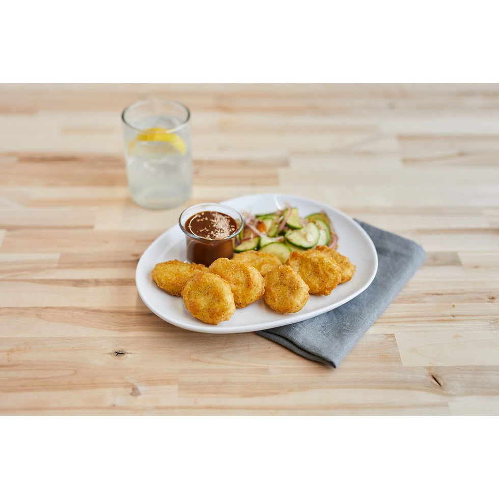 Tyson Tempura Chicken Nuggets Air Fryer on a plate with a salad