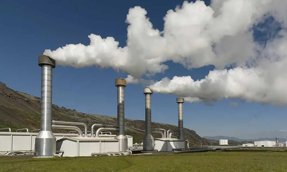 steam chimneys on a geothermal powerplant