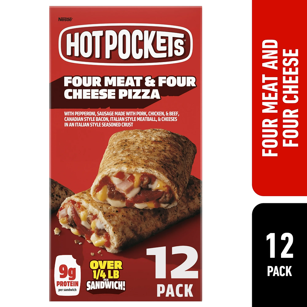 Air Fryer Hot Pockets Four Meat & Four Cheese Pizza box