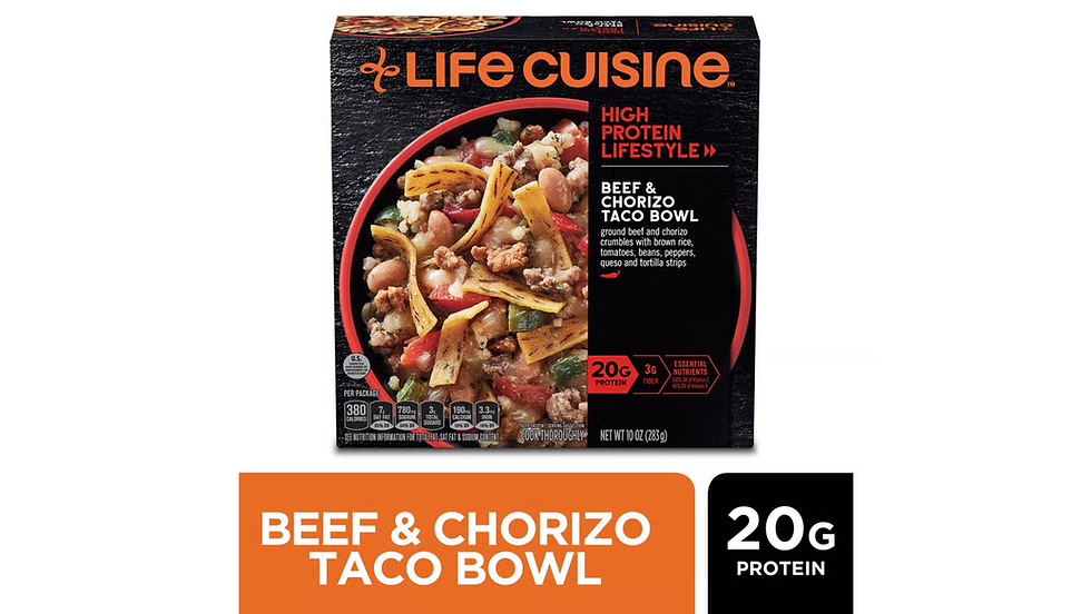 Air Fryer Life Cuisine Beef & Chorizo Taco Bowl box