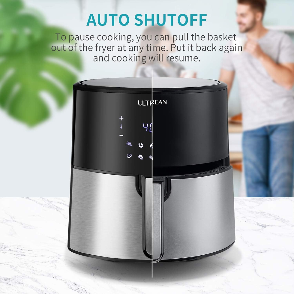 picture of ultrean air fryer 8 quart with auto shut off information