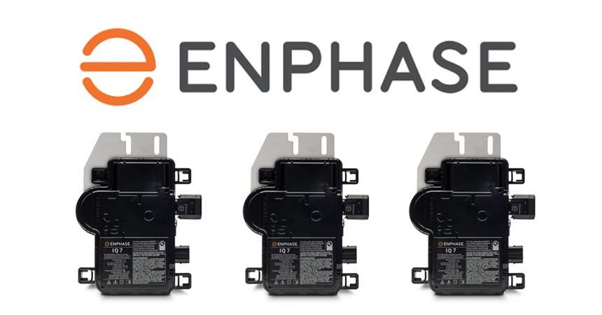 enphase logo with 3 microinverters below it