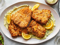Air Fryer Panko Crusted Haddock with Dill Sauce
