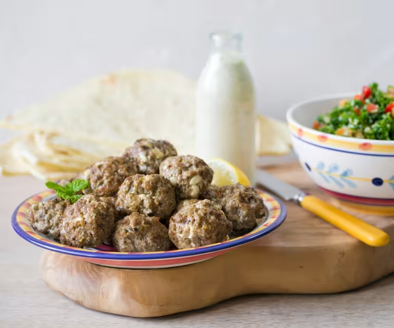Mediterranean Lamb and Feta Meatballs in a bowl