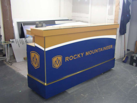 Custom wrapped counters with printed graphics at Rocky Mountaineer