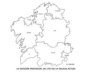 División_provincial_1753_sobre_Galicia_a