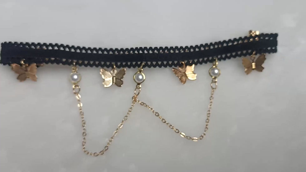Miniature : Bracelet de biceps dentelle, noire papillons dorés