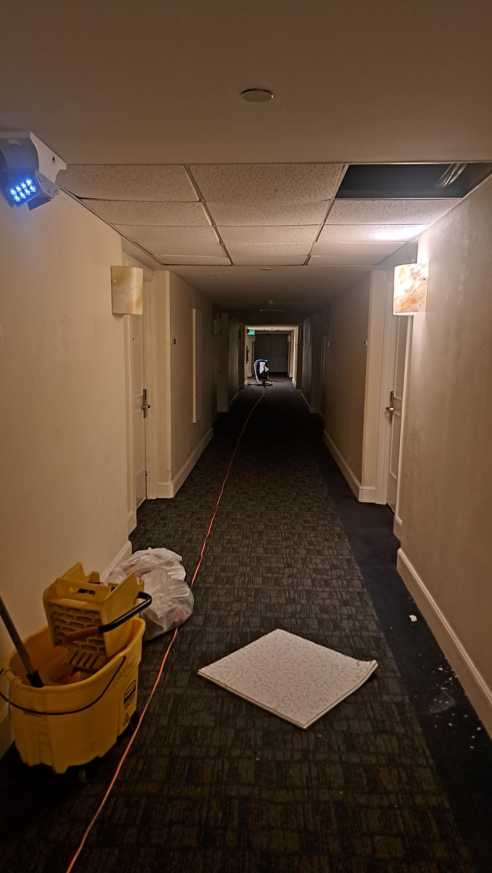 Power outages and ceiling leaks were common in our hotel during and after the typhoon. (Jim Watson)