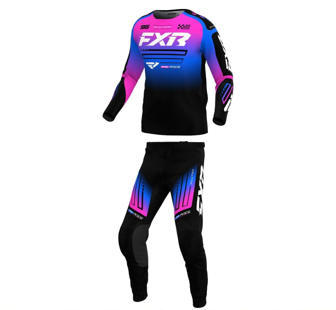 חליפת רכיבה FXR CLUTCH V25 שחור\ורוד\כחול FXR RACING