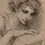 Thumbnail: Pencil drawing by Yana Evans of a winged cherub putto gently holding a box with flowers in hair and a serene expression