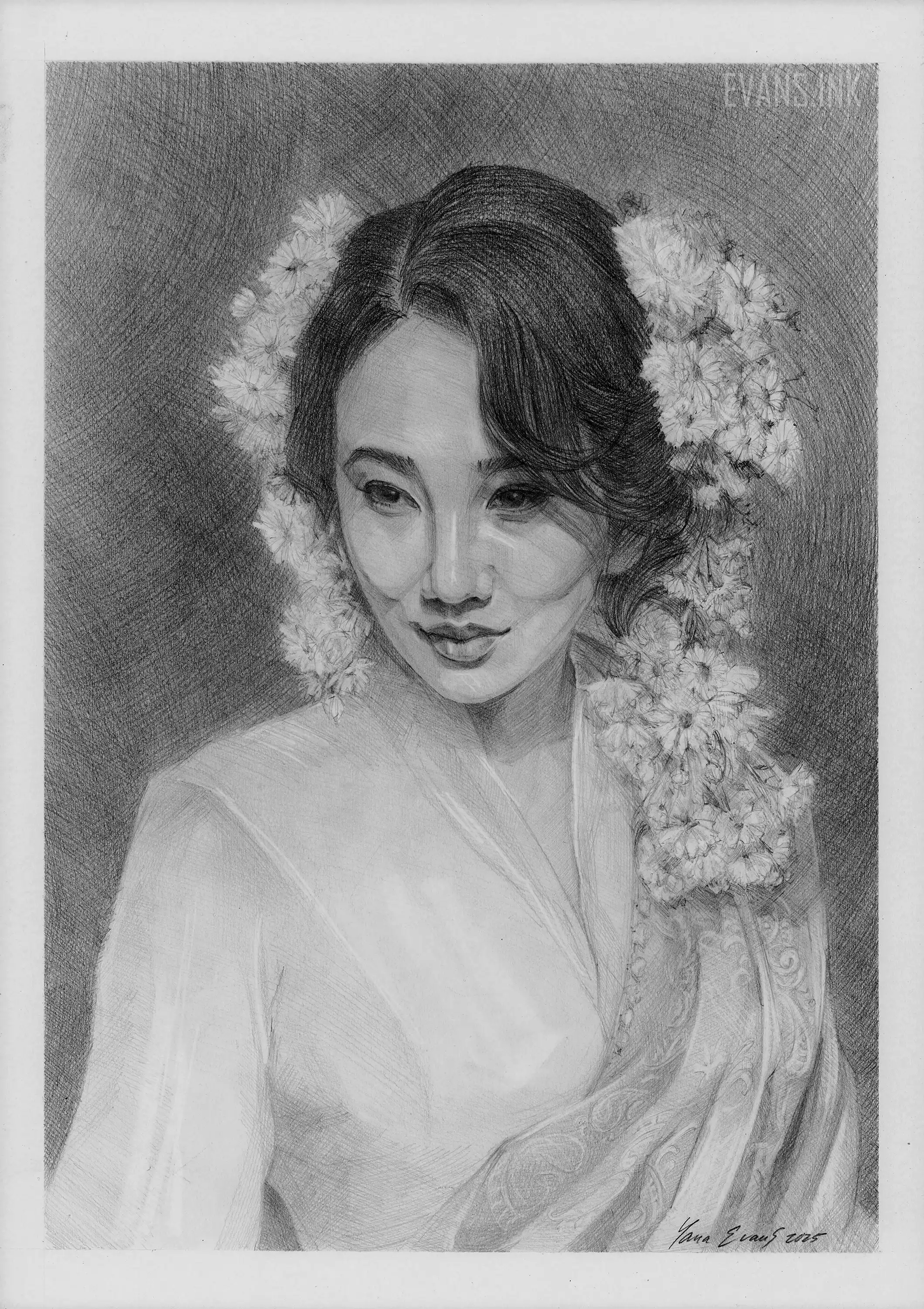 Luz de manzanilla – dibujo original a lápiz de Paramita Rana