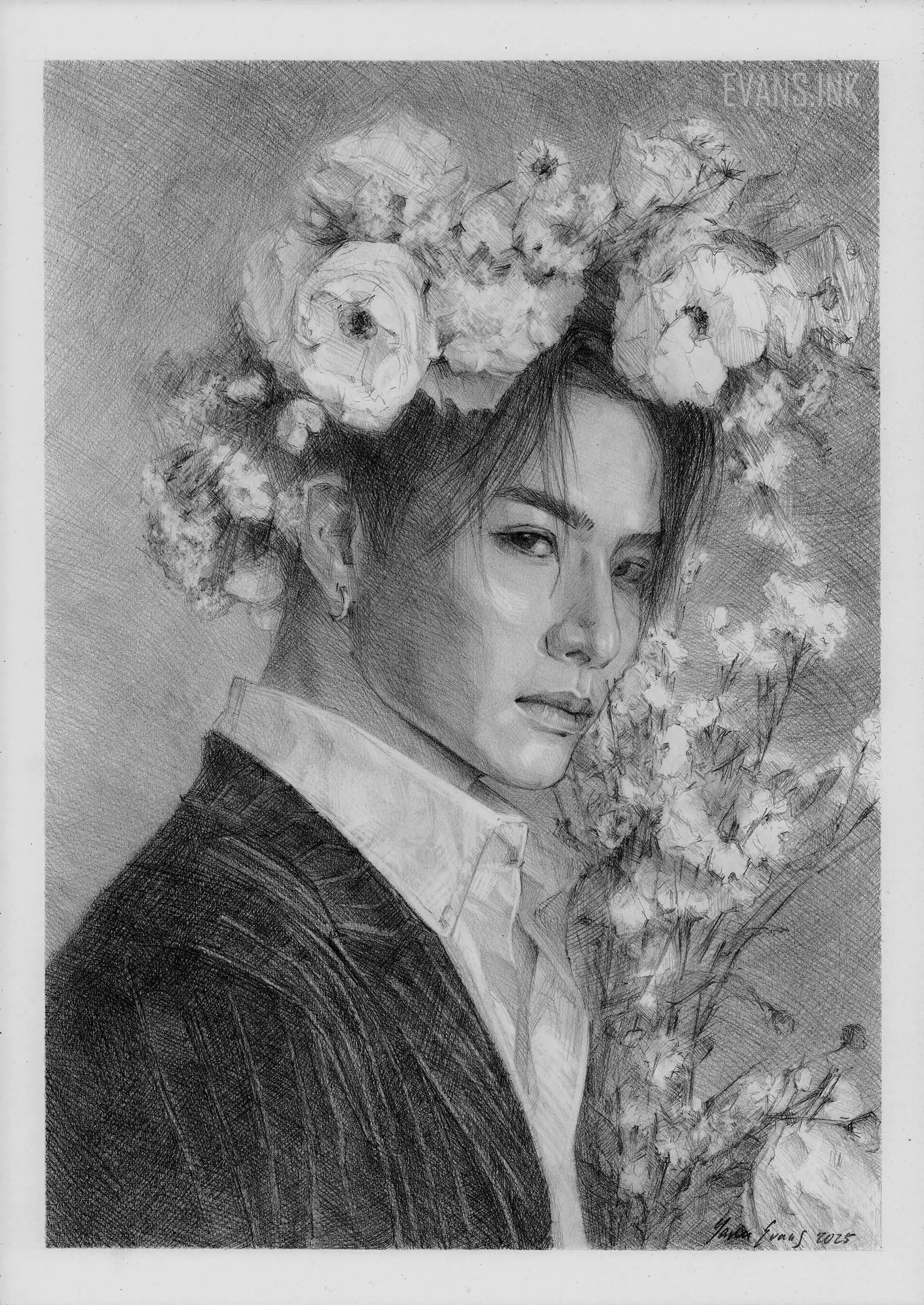 Dibujo original a lápiz de Jackson Wang