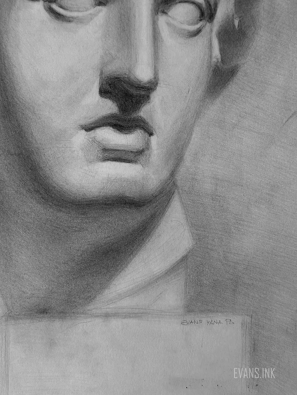 Miniatura: Pencil drawing of Apollo cast by artist Yana Evans created using the Russian Drawing Method academic art style