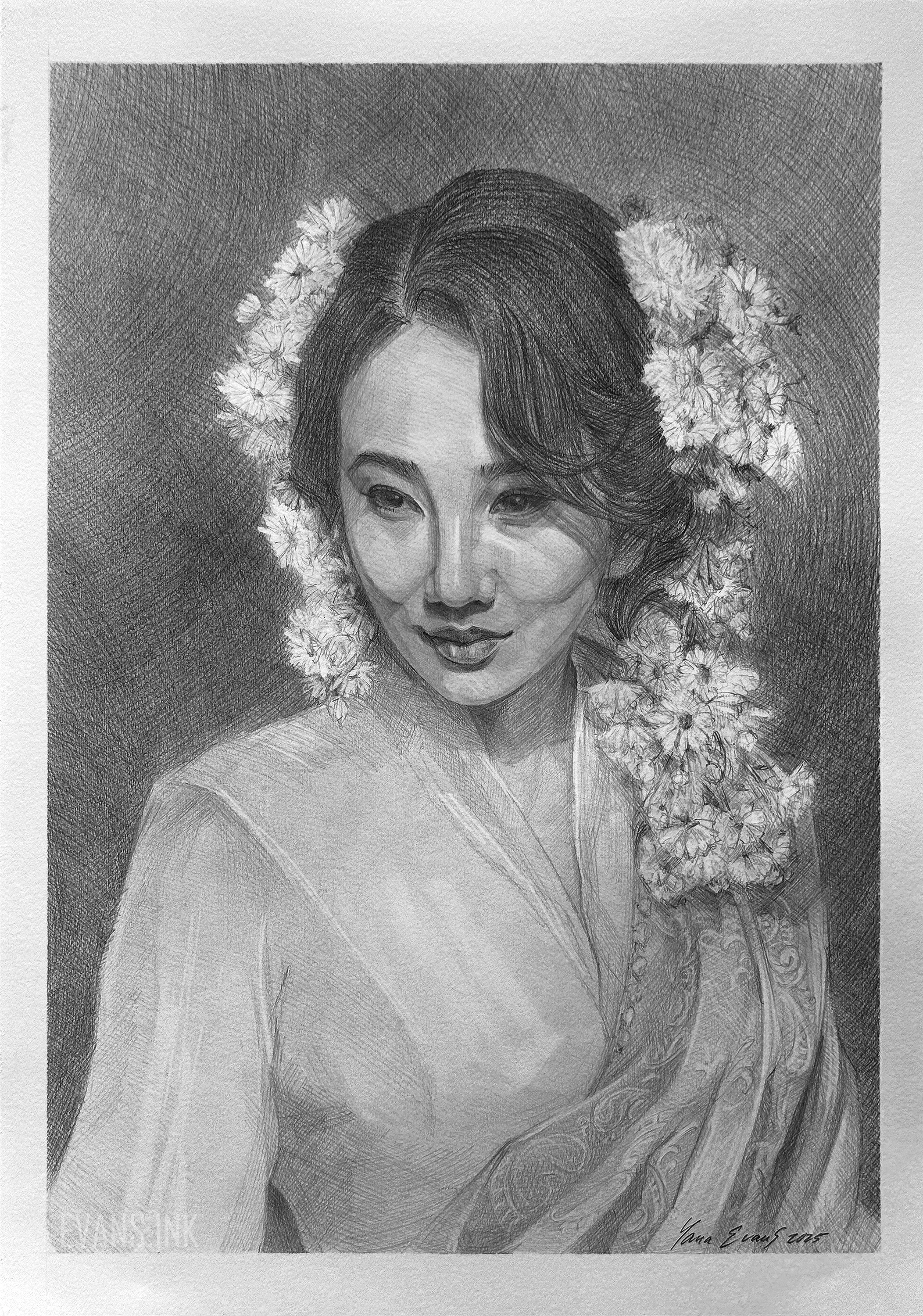 Luz de manzanilla – dibujo original a lápiz de Paramita Rana