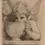 Thumbnail: Graphite pencil drawing of a cherub angel with wings peeking over a large coffee cup, roses in background, by Yana Evans