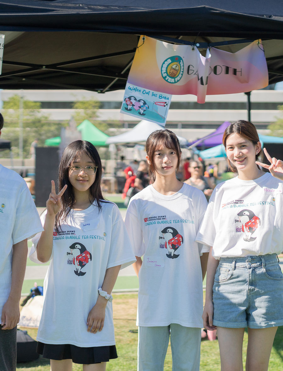 Festival volunteers helping guests during the Canada Bubble Tea Festival