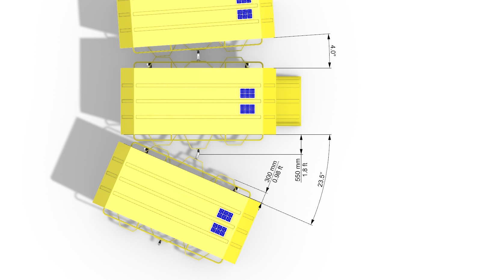 Solar-panel structure: arrangement and clearance study