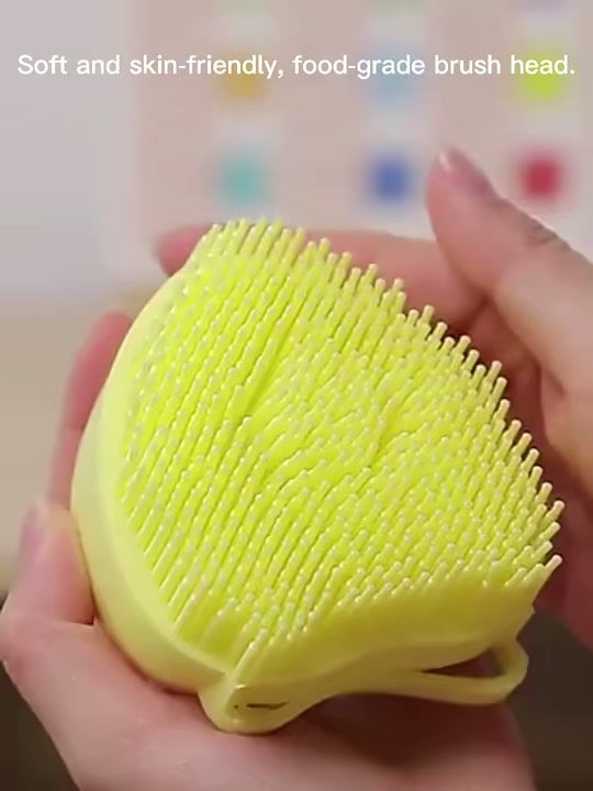 Miniatura: Escova de banho para animais de estimação, massageador de silicone macio.