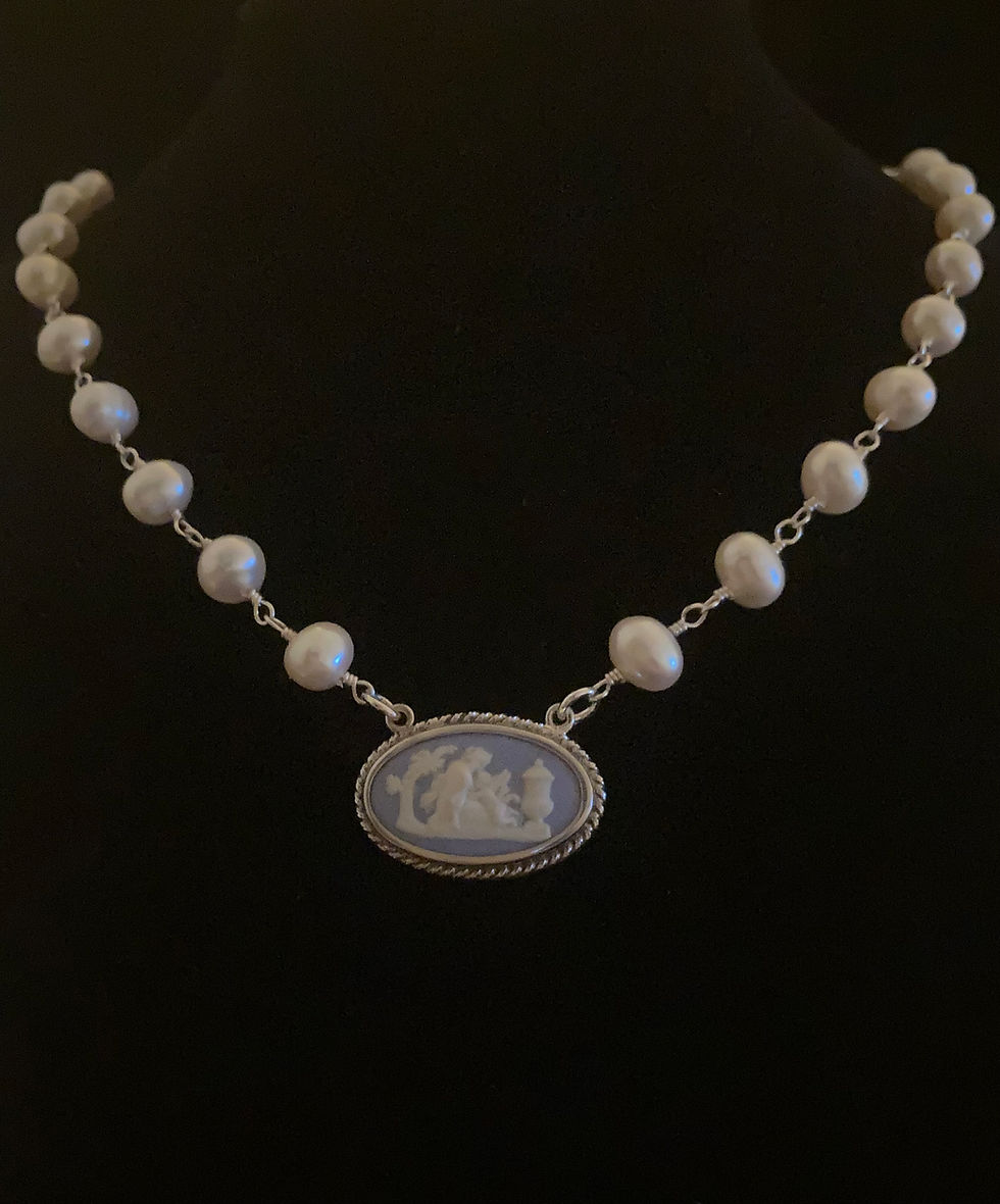 Thumbnail: Wedgwood blue cameo and pearls 1964