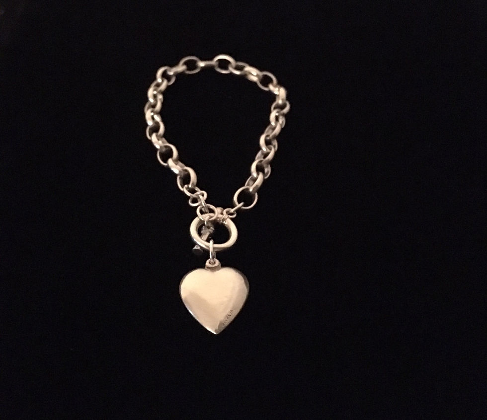 Thumbnail: Vintage sterling heart shield charm  bracelet