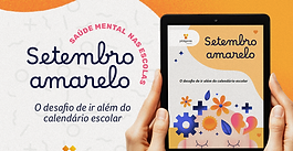 Capa do e-book Setembro Amarelo nas escolas da Fundação Pitágoras sobre saúde mental na rede educacional.