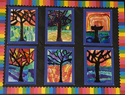 Stained Glass Inspired Warm and Cool Trees