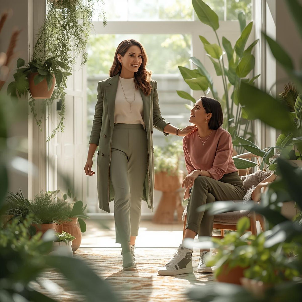 _A bright, uplifting health coaching lifestyle image designed for a women-centered wellnes