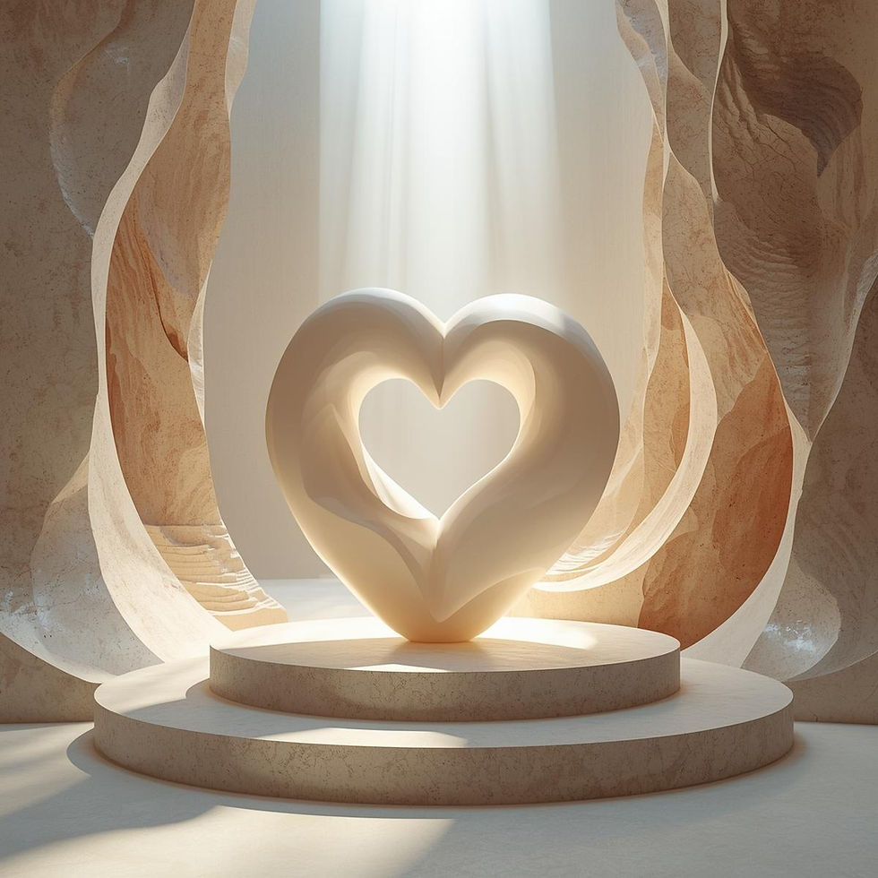 _A serene, symbolic image of a heart-shaped form representing love, restoration, and comin