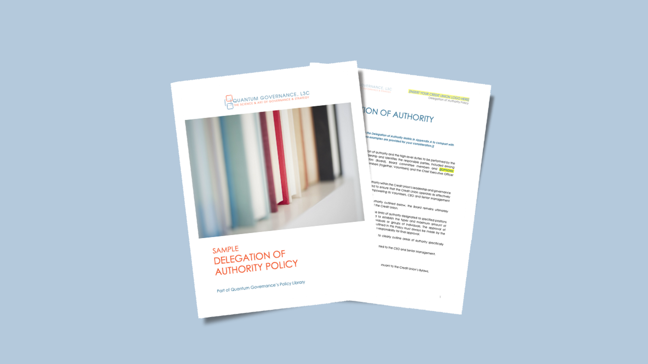 Delegation of Authority Policy Template for Credit Unions