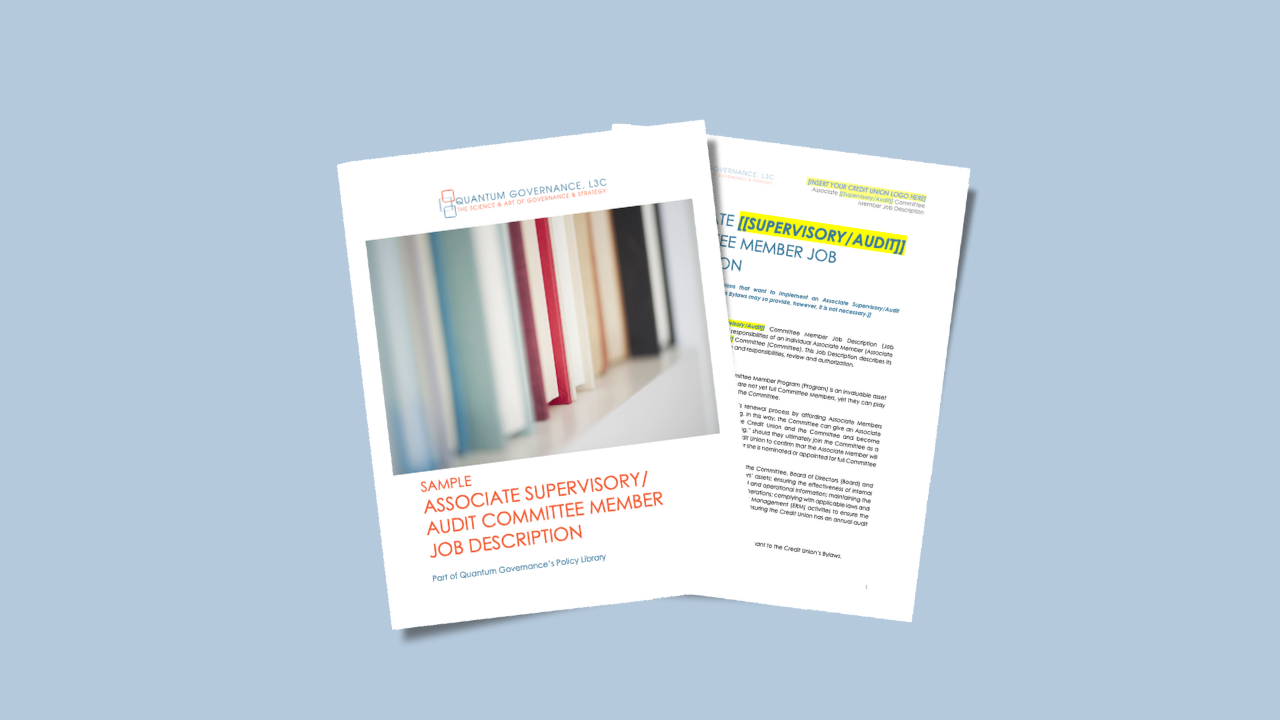 Associate Supervisory/Audit Committee Member Template for Credit Unions