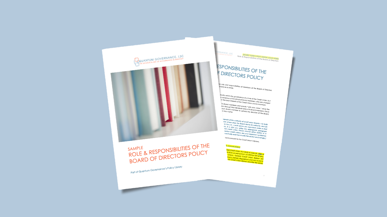 Role and Responsibilities of the Board Policy Template for Credit Union