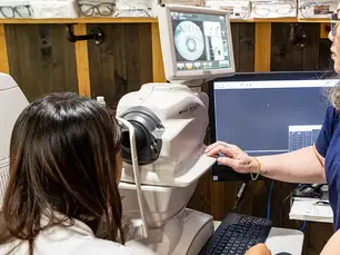 a woman having her eye exam
