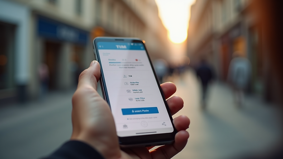 Close-up view of mobile phone displaying the TIM plan details