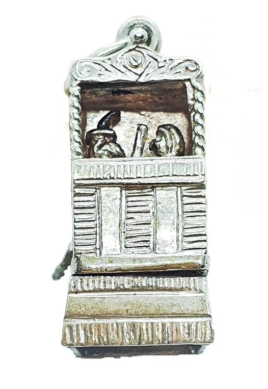Thumbnail: Vintage silver Punch and Judy Show charm showing arm down