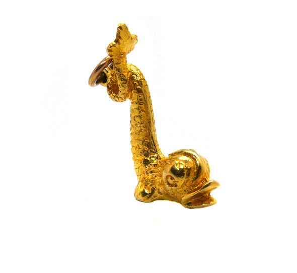 vintage 9ct gold mythological Dolphin charm side view
