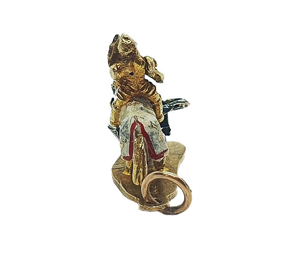 Thumbnail: Vintage enamelled 9ct gold St George and Dragon charm rear view