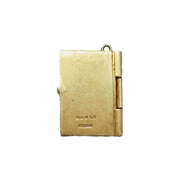 Thumbnail: Vintage 9ct Gold UK Passport Charm, back cover showing hallmark