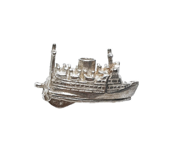 Thumbnail: Vintage Sterling Silver Car Ferry Charm, side view