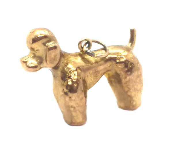 Thumbnail: vintage 9ct gold Poodle charm front side view