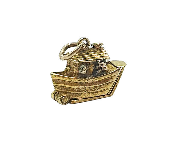 Thumbnail: Vintage 9ct Gold Noah's Ark Charm with enamelled animals