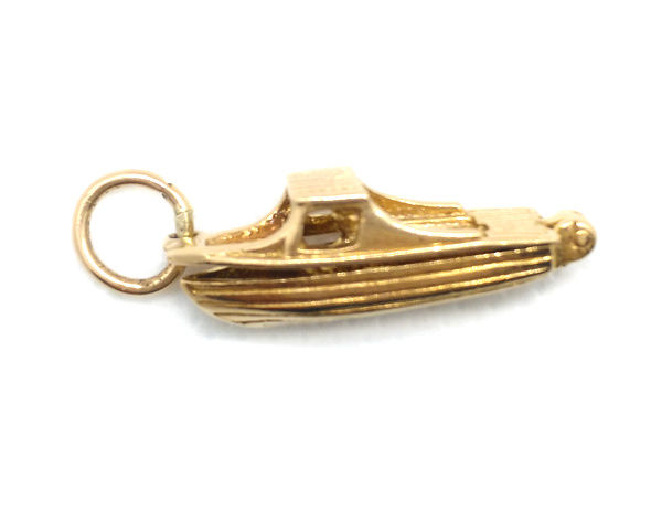 Thumbnail: vintage gold speedboat charm left side view