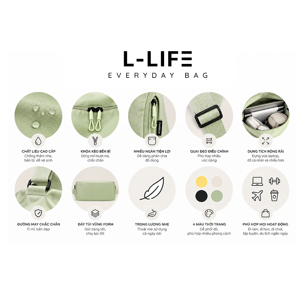 Hình thu nhỏ: Túi Thời Trang L-LIFE Everyday Bag – Túi Duffle Đeo Vai Đa Năng