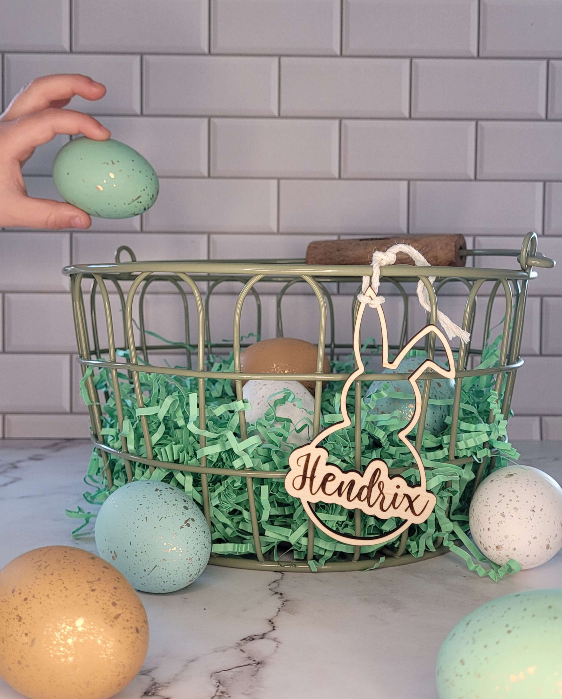 Bunny Outline Wood Easter Basket Tags