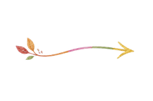 A decorative curved arrow with leaves at the tail.