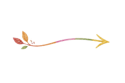 Curved arrow with autumn leaves pointing right