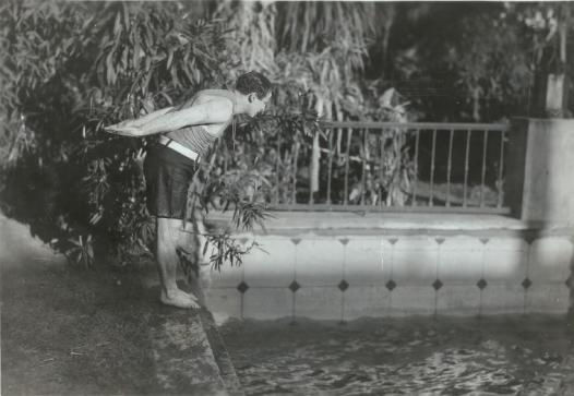 Harry Houdini at the estate pool