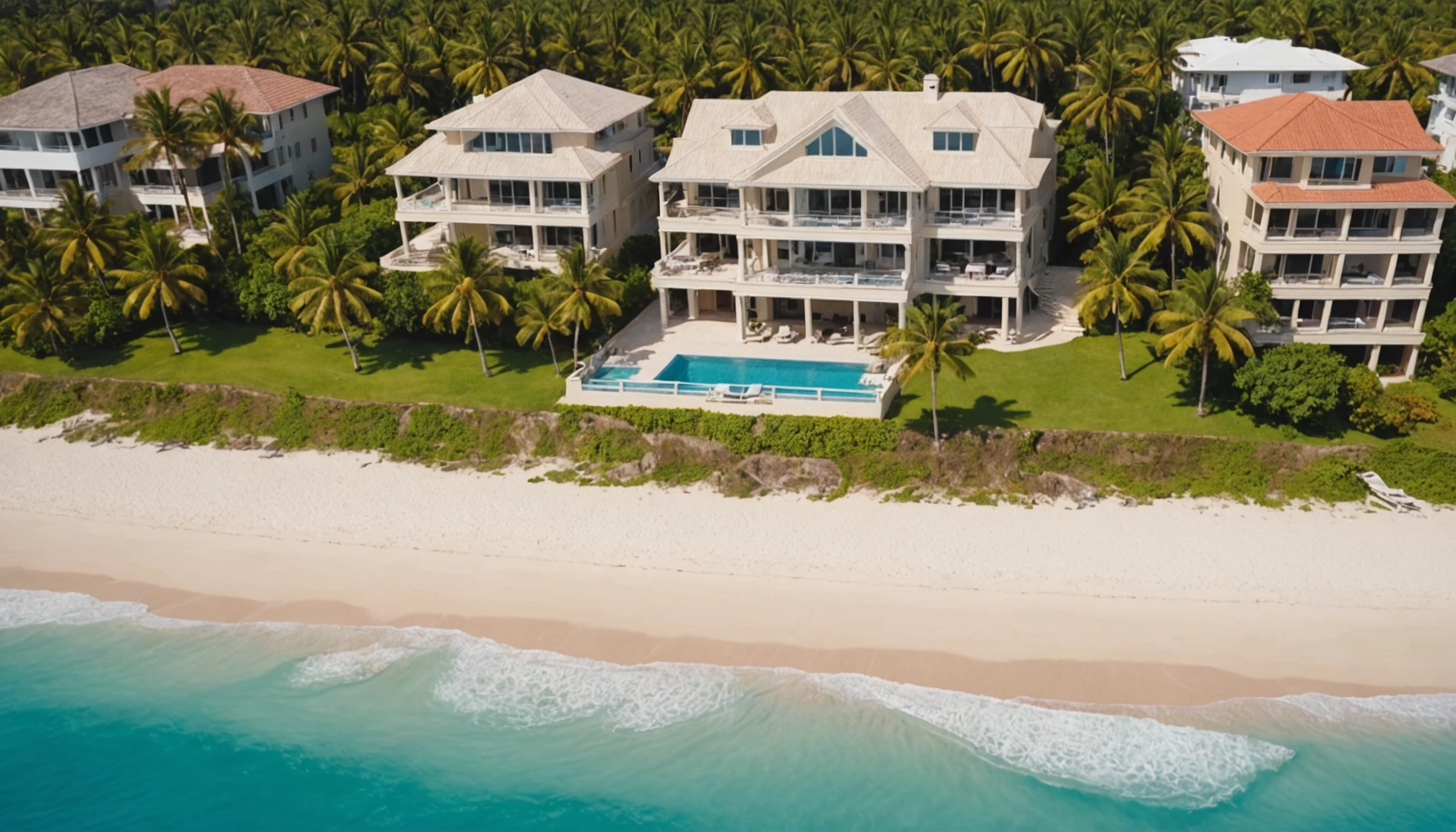 High angle view of a luxurious beachside property