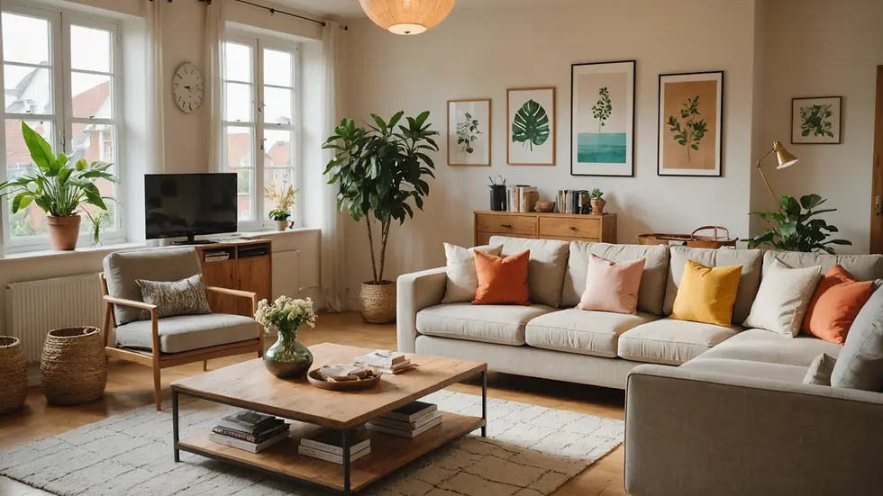 Close-up view of a beautifully designed living room in an Airbnb property