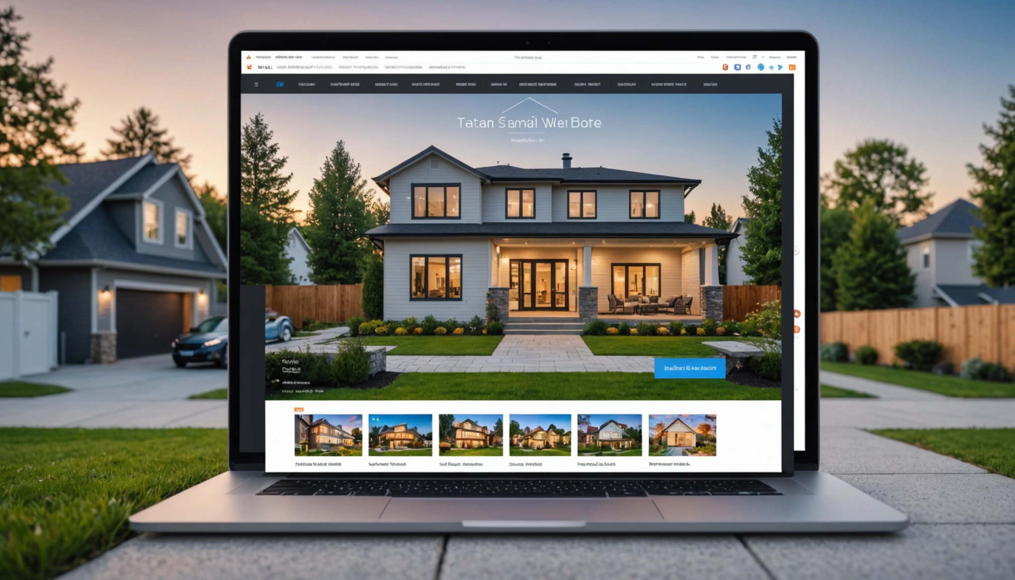 Eye-level view of a modern website showcasing real estate listings